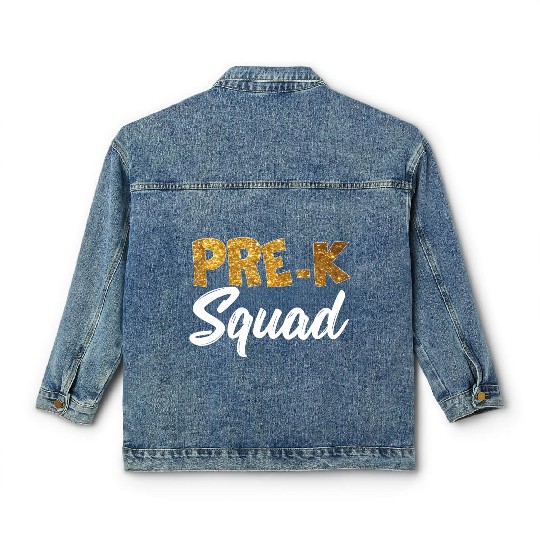 Team Pre K Teacher Back To School s Top Classic Women's Denim Jackets