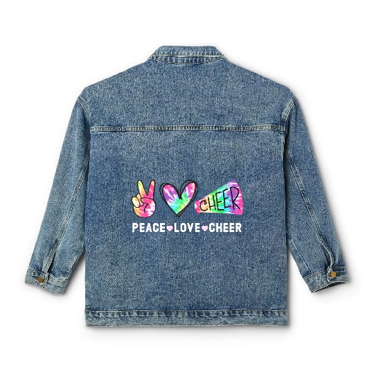 Peace Love Cheer Tie Dye Cheerleading Cute for Che Classic Women's Denim Jackets
