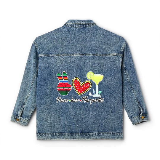 Peace Love Margarita for Plus Size Classic Women's Denim Jackets