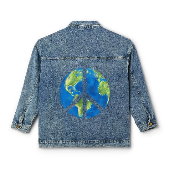 Peace On Earth World Peace Sign Classic Women's Denim Jackets