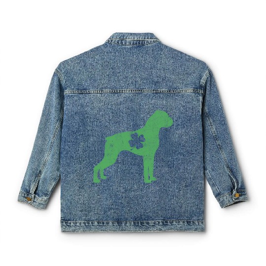 Awesome Boxer Saint Patrick'S Day Dog Dad Mom Classic Women's Denim Jackets