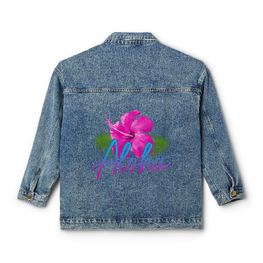Aloha Hawaiian Islands Hawaii Surf Hibiscus Classic Women's Denim Jackets