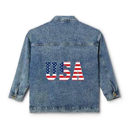 Usa Patriotic American Flag Red White Blue Classic Women's Denim Jackets
