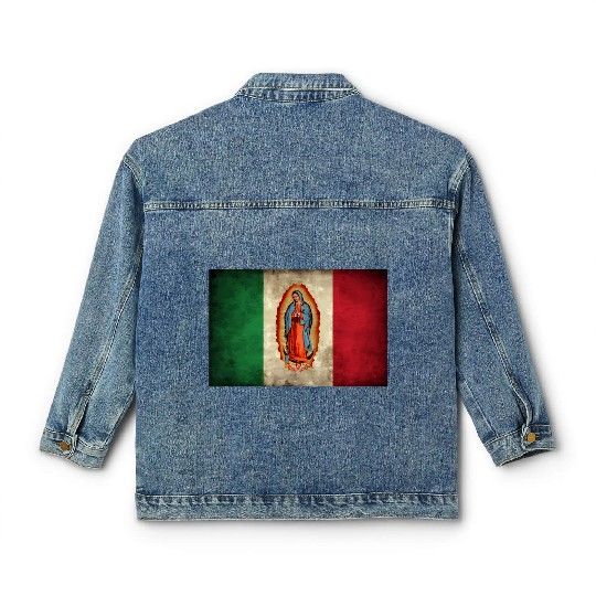 Our Lady Virgen De Guadalupe Mecan Flag Classic Women's Denim Jackets