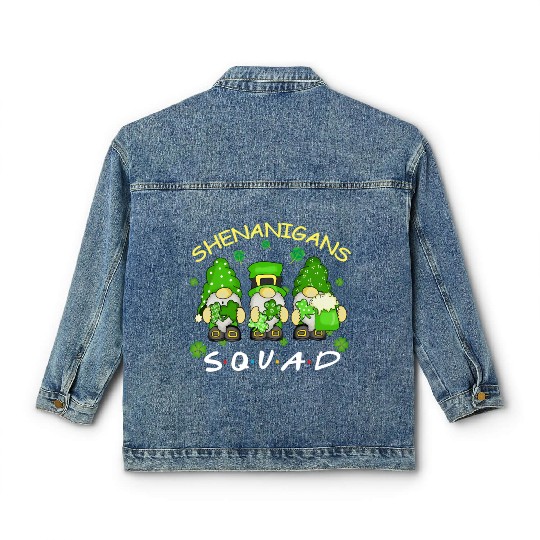 St Patrick'S Day Shenanigans Squad Three Gnomes Classic Women's Denim Jackets