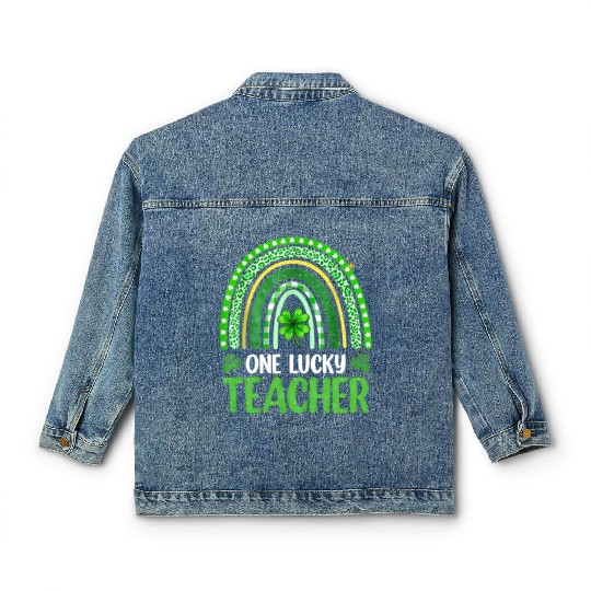 One Lucky Teacher Rainbow St Patrick’S Day Classic Women's Denim Jackets