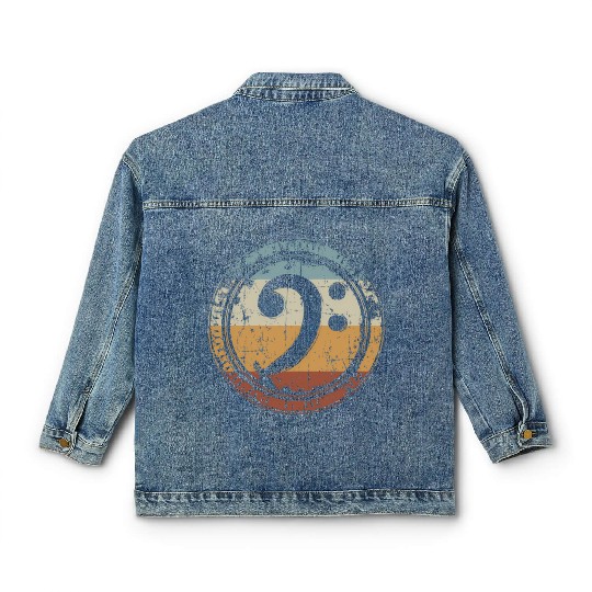 Bass Clef For Bass Guitar Player Bassist Classic Women's Denim Jackets