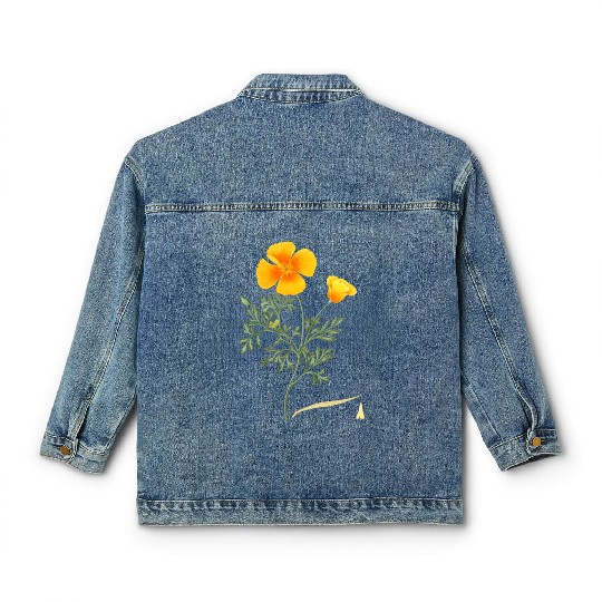 Californian Poppy Botaal Illustration Flower Classic Women's Denim Jackets