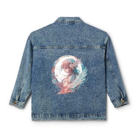 Watercolor Anime Fairy Cute Fairycore Pastel Goth Classic Women's Denim Jackets