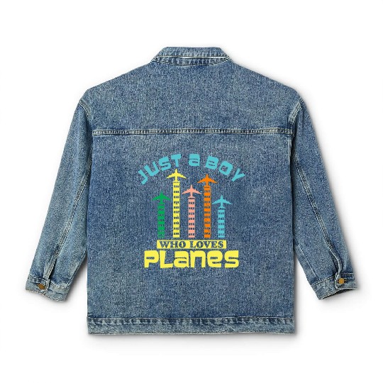 Just A Who Loves Planess Toddler Pilot Flying Classic Women's Denim Jackets