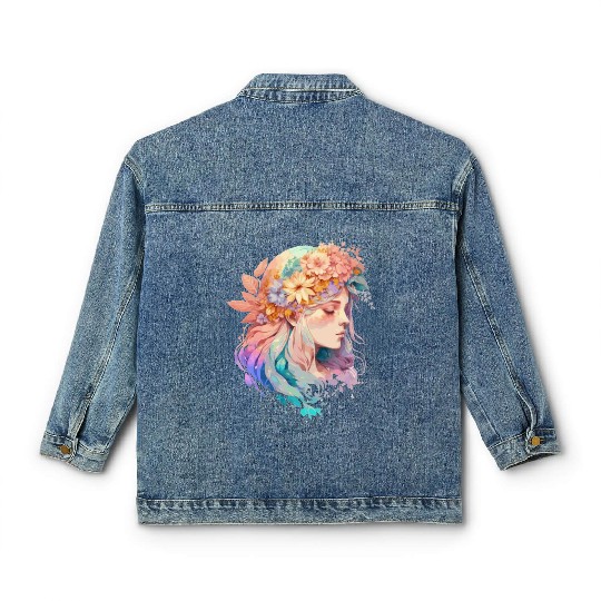 Floral Girl Positivity Quote Mental Health Awarene Classic Women's Denim Jackets