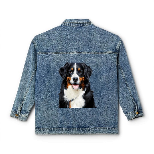 Portrait Of Bernese Mountain Dog Classic Women's Denim Jackets