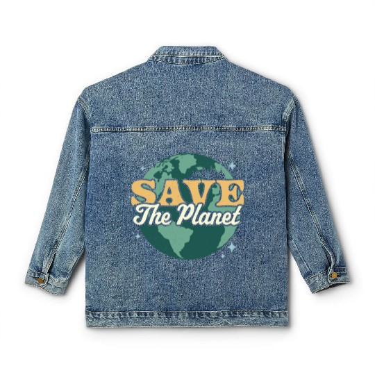 Save The Planet Environmental Retro Vintage Earth Classic Women's Denim Jackets