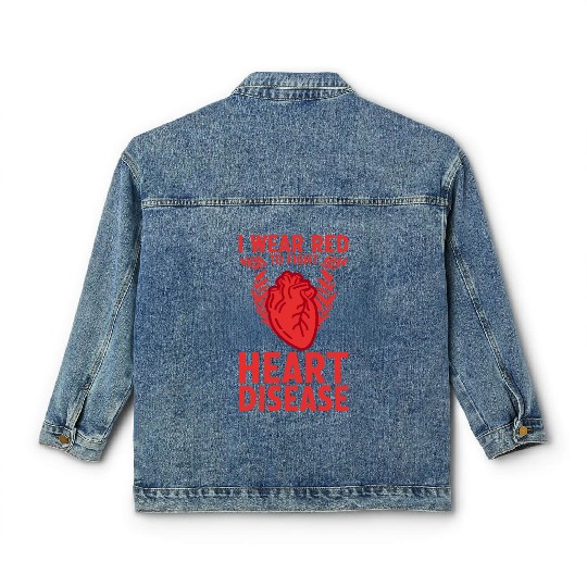 I Wear Red To Fight Heart 2 Classic Women's Denim Jackets