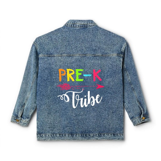Team Pre K Teacher Tribe Back To School Classic Women's Denim Jackets