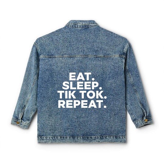 Eat Sleep tiktok Repeat retro vintage colors Classic Women's Denim Jackets