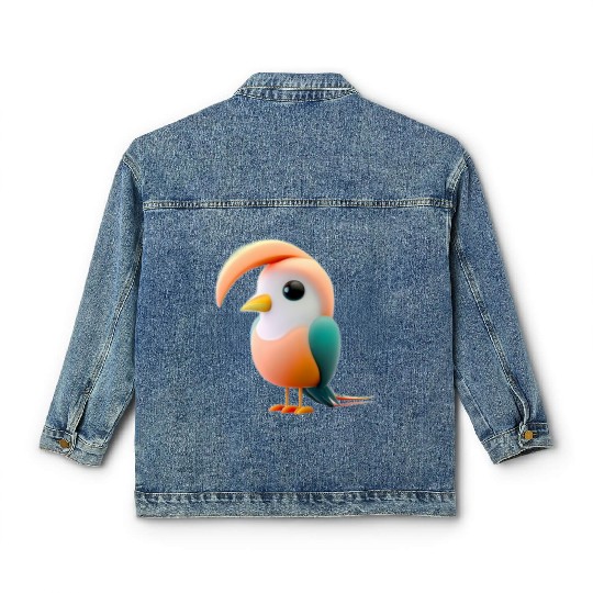 Cute Bird of Paradise 3D Render Classic Women's Denim Jackets