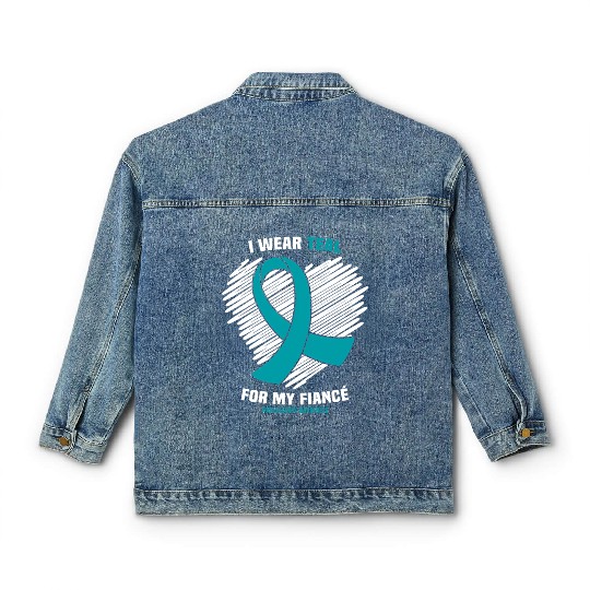 I Wear Teal For My Fiance Food Allergy Awareness Classic Women's Denim Jackets