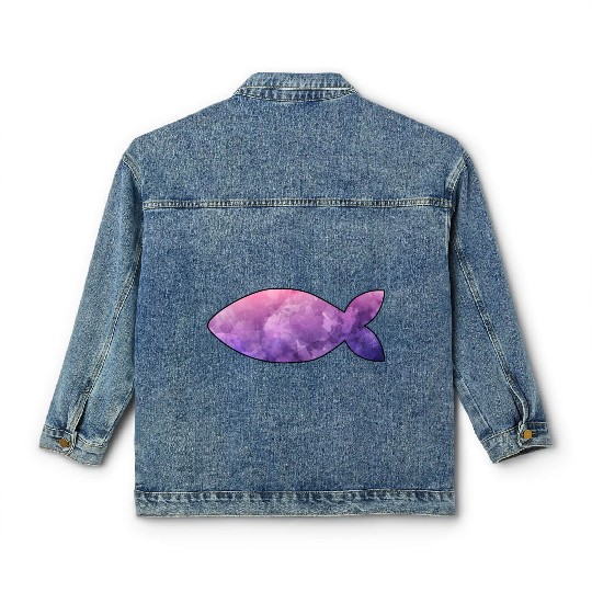 Fish purple watercolor Classic Women's Denim Jackets