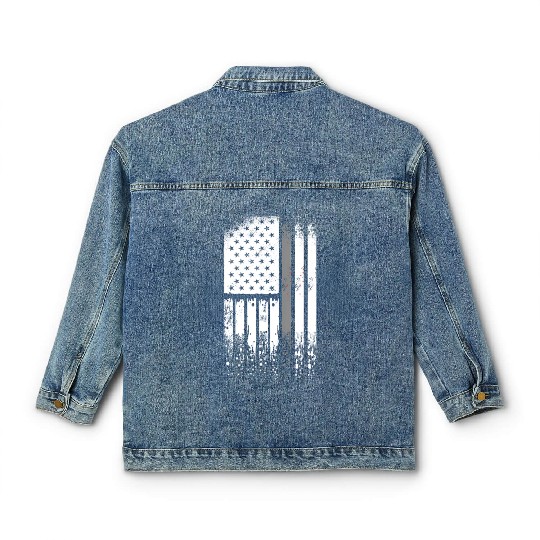 Correctional Officer - Us Flag Thin Silver Line Classic Women's Denim Jackets