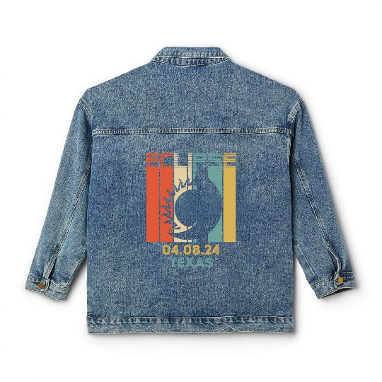 America Total Solar Eclipse 040824 Texas 2024 Classic Women's Denim Jackets