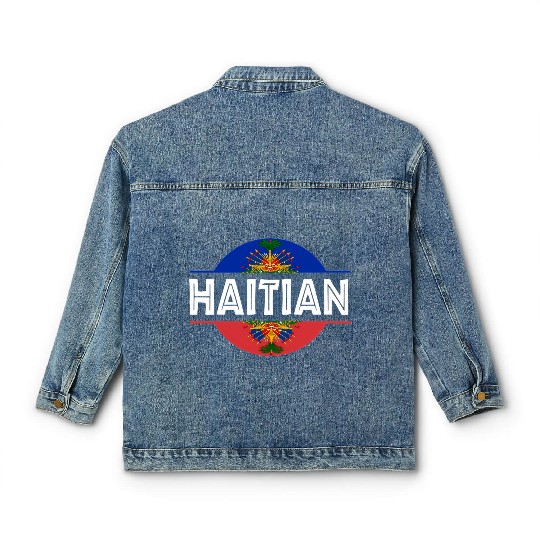 Haitian Flag Haiti Coat Of Arm Ayiti Day Pride Classic Women's Denim Jackets