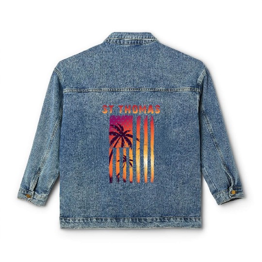 St Thomas Us Virgin Islands Patriotic Flag Classic Women's Denim Jackets