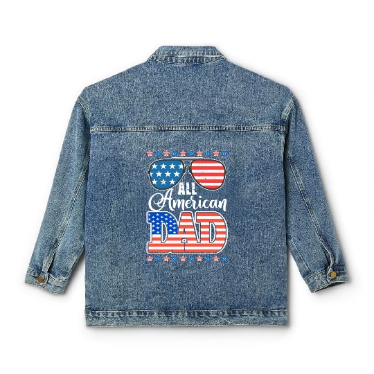 All American Dad Usa Sunglasses Flag Father's Day Classic Women's Denim Jackets