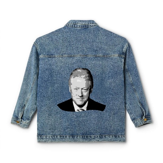 Bill Clinton Grayscale Pop Art Classic Women's Denim Jackets