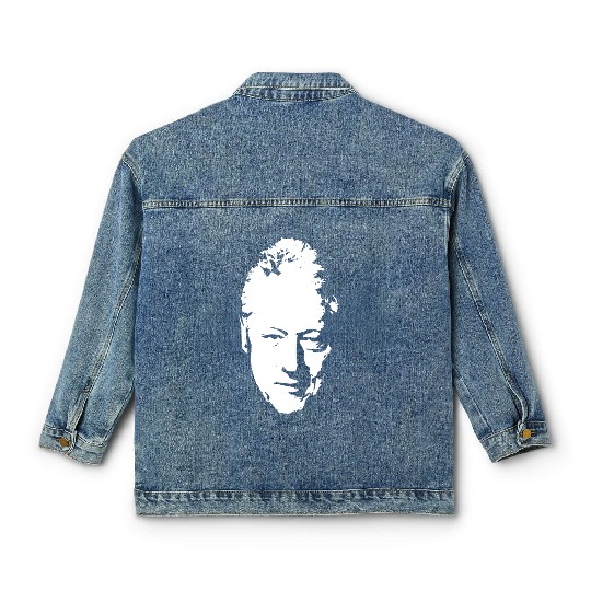 Bill Clinton White On Black Pop Art Classic Women's Denim Jackets