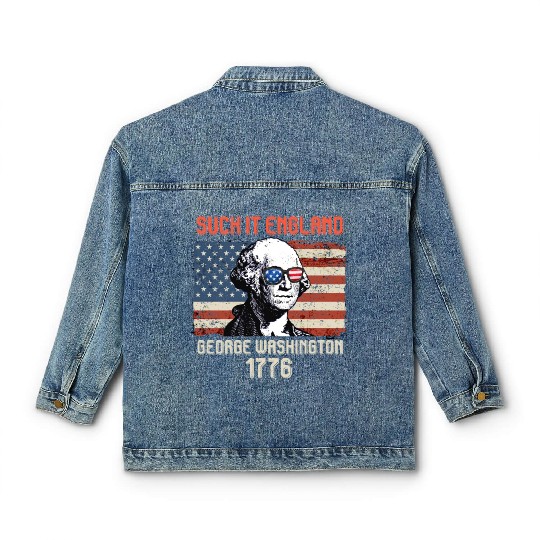 Suck it England George Washington 1776 USA Classic Women's Denim Jackets