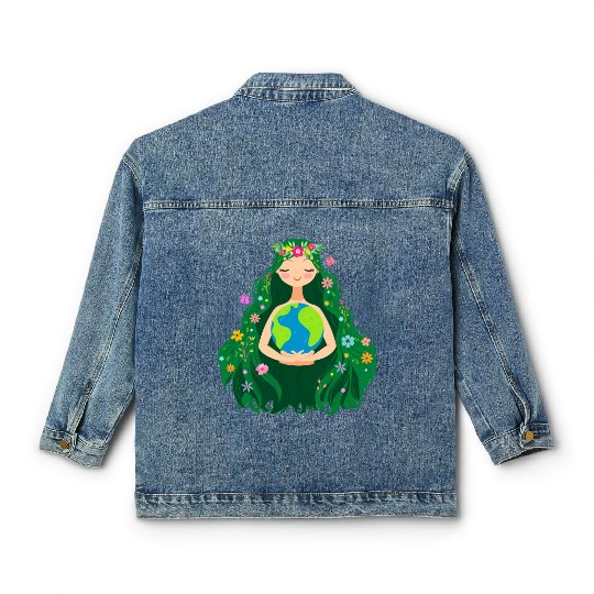 Green Mother Earth Day Gaia Save Our Planet Classic Women's Denim Jackets