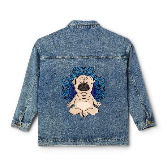 Zen Buddhism Meditation Gift Dog Lover Women Yoga Classic Women's Denim Jackets