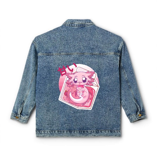Axolotl Pastel Goth Strawberry Milk Shake Anime Ja Classic Women's Denim Jackets