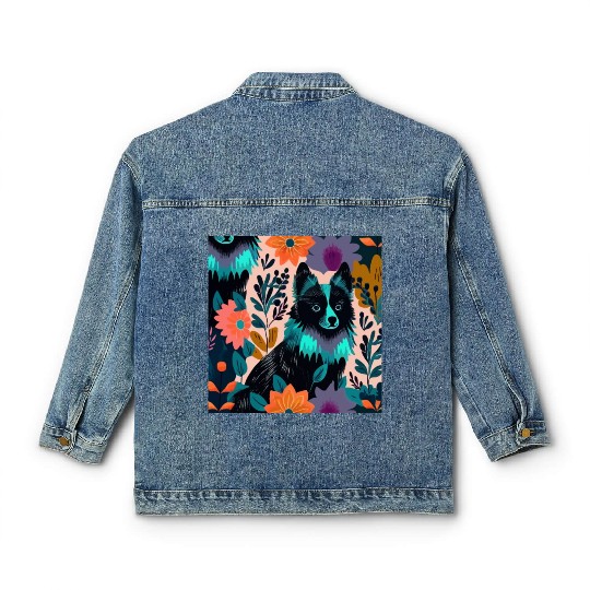 cute colorful Schipperke Classic Women's Denim Jackets