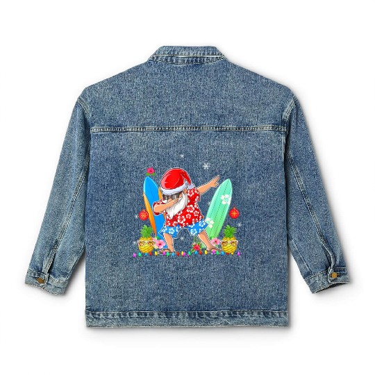 Dabbing Santa Christmas In July Hawaiian Xmas Classic Women's Denim Jackets