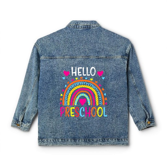 Hello Preschool Back To School Pre-K Teacher Classic Women's Denim Jackets