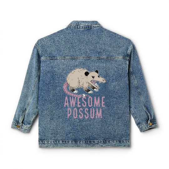 Awesome Possum Funny Design Trash Lover Classic Women's Denim Jackets