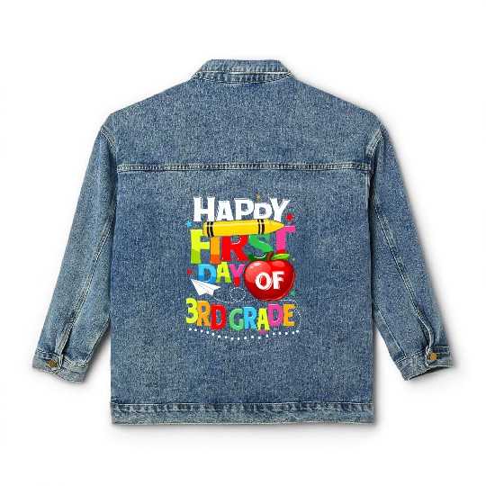 Happy First Day Of 3rd grade teacher team Third Classic Women's Denim Jackets