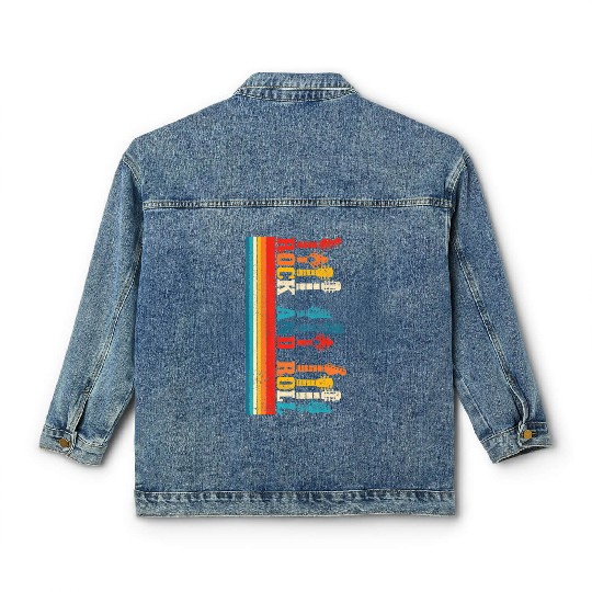 Rock & Roll Guitar Player Guitarist Vintage Rock Classic Women's Denim Jackets