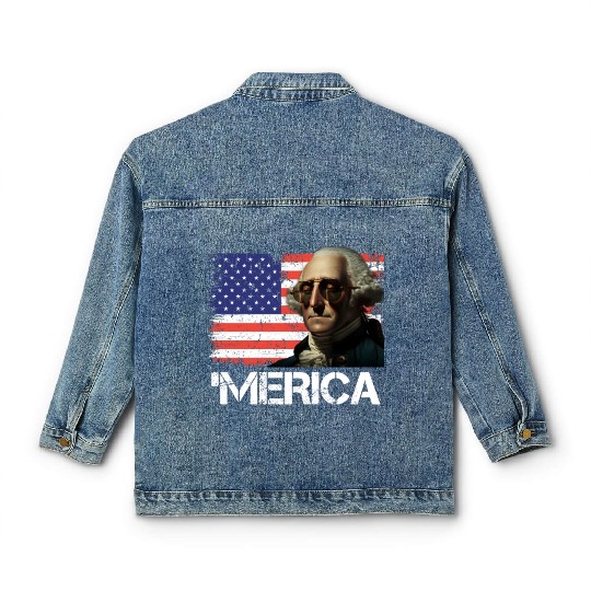 Merica George Washington Independence Day USA Classic Women's Denim Jackets