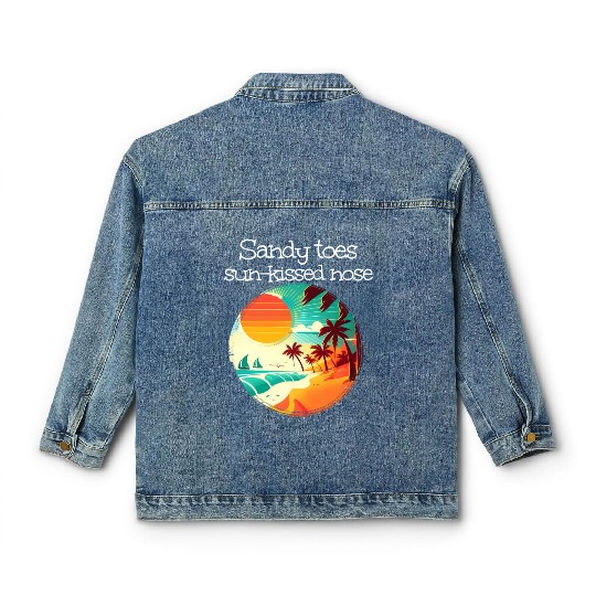 Walking At Sea With Sandy Toes And Sun Kissed Nose Classic Women's Denim Jackets