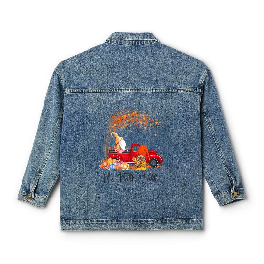It's Fall Y'all Girls Fall Vibes Autumn Leaves Classic Women's Denim Jackets