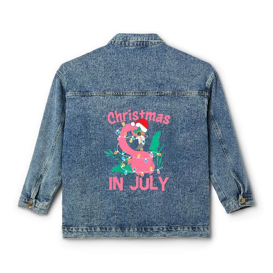 Funny Summer Beach Vacation Christmas In July Classic Women's Denim Jackets