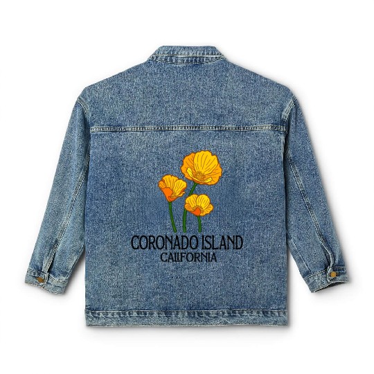 Coronado Island California Ca Poppy Flower State Classic Women's Denim Jackets