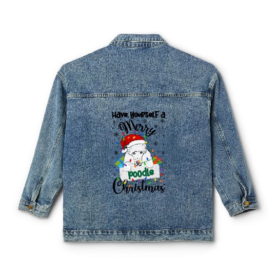 Merry Poodle Poodle Xmas Py Classic Women's Denim Jackets