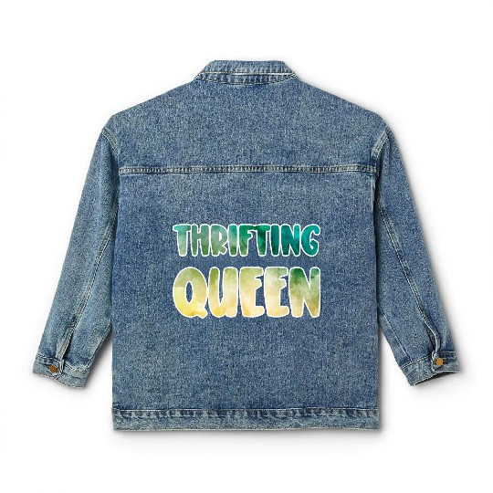 Thrifting Queen green yellow watercolor Classic Women's Denim Jackets