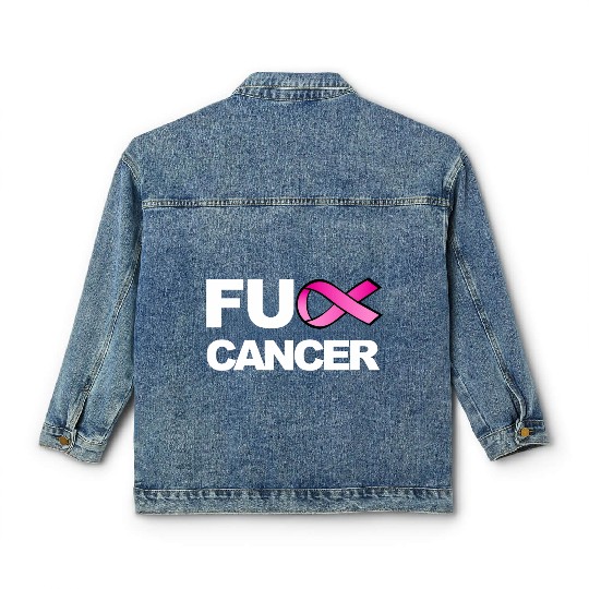 Fuck Cancer For Breast Cancer Awareness Classic Women's Denim Jackets