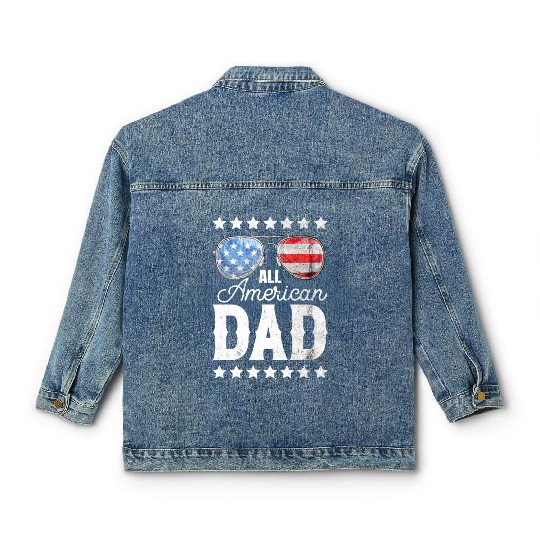 All American Dad 4th of July Father's Day Sunglass Classic Women's Denim Jackets