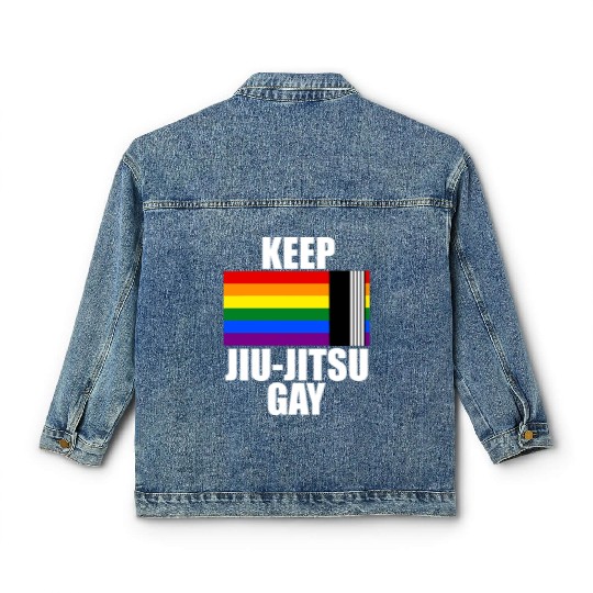 Keep Jiu Jitsu Gay LGBT LGBTQ Pride Month 2023 Classic Women's Denim Jackets